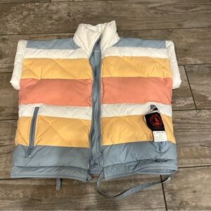 Reversible Puffer Cropped Vest Size Medium Striped Puffer Vest Outerwear